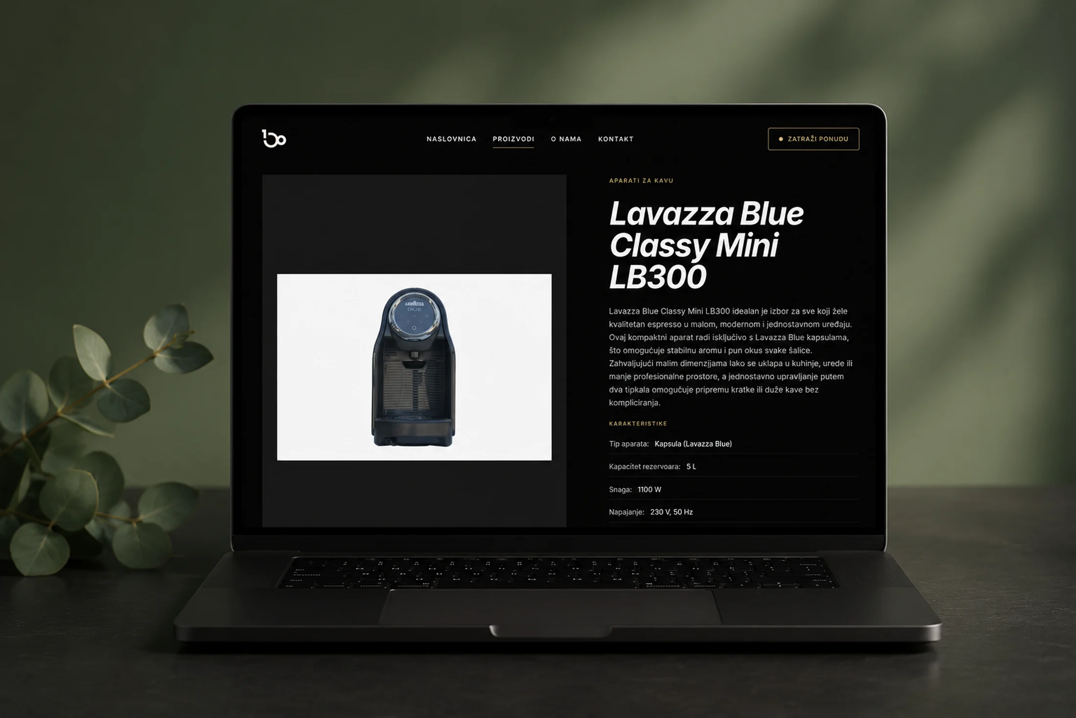 B100.hr — product page for the Lavazza Blue Classy Mini LB300 coffee machine