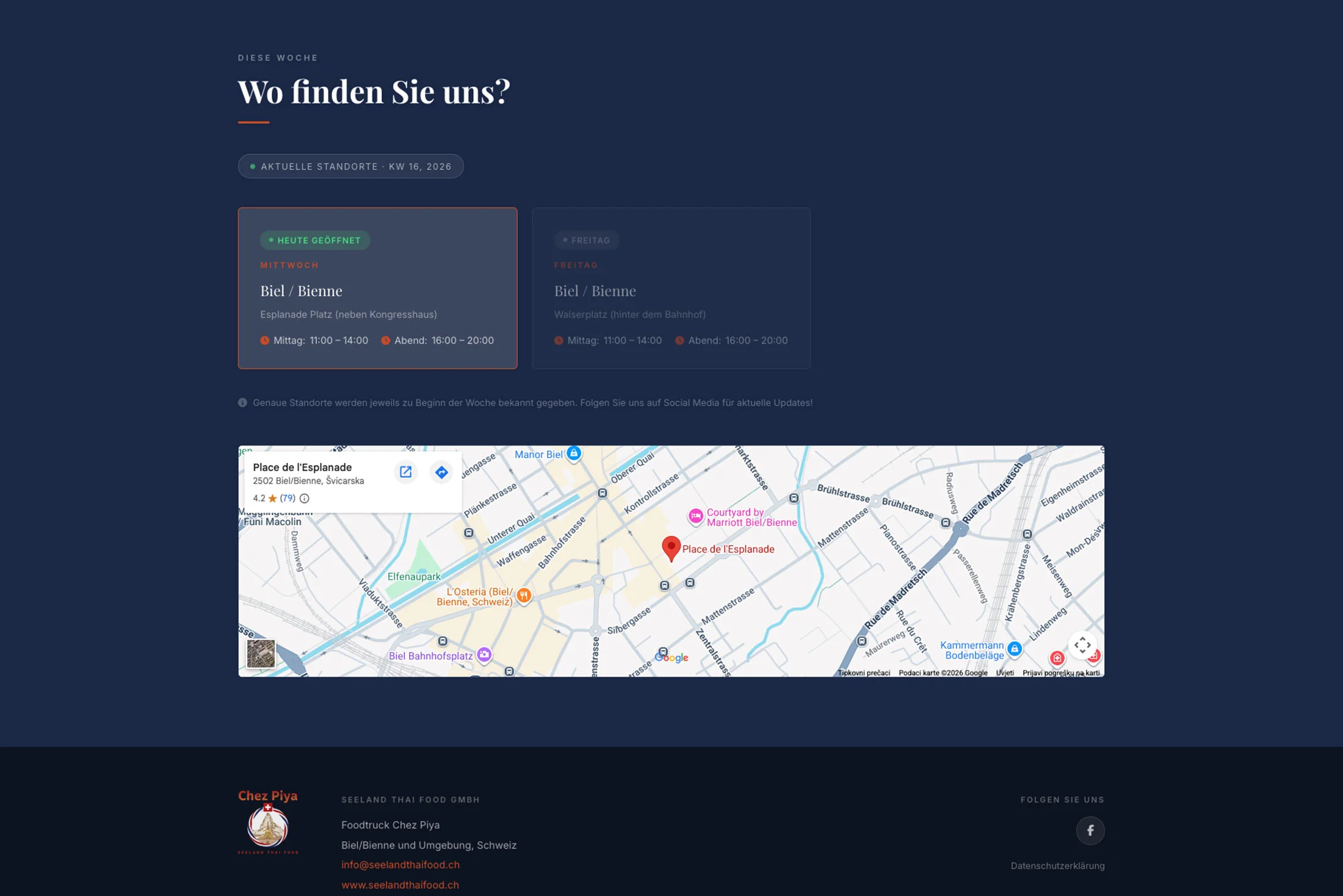 Chez Piya – interactive food truck location map
