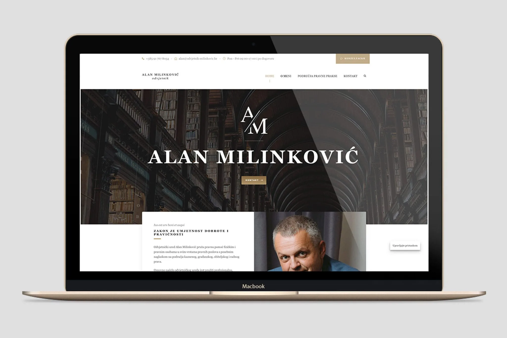 Dizajn i izrada web stranice odvjetnik Alan Milinković