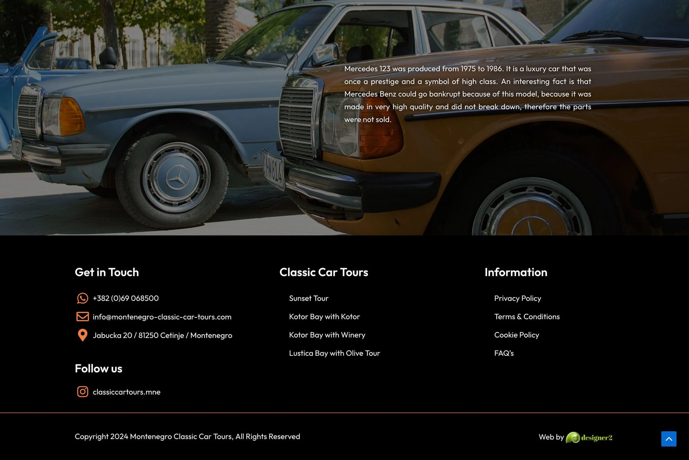 Montenegro Classic Car Tours web dizajn - slika 2