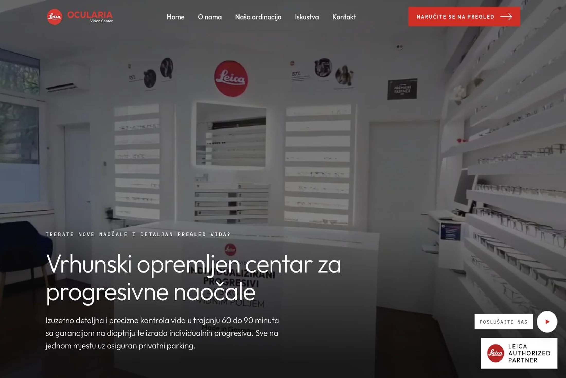 Ocularia Vision Center — web stranica za progresivne naočale i pregled vida