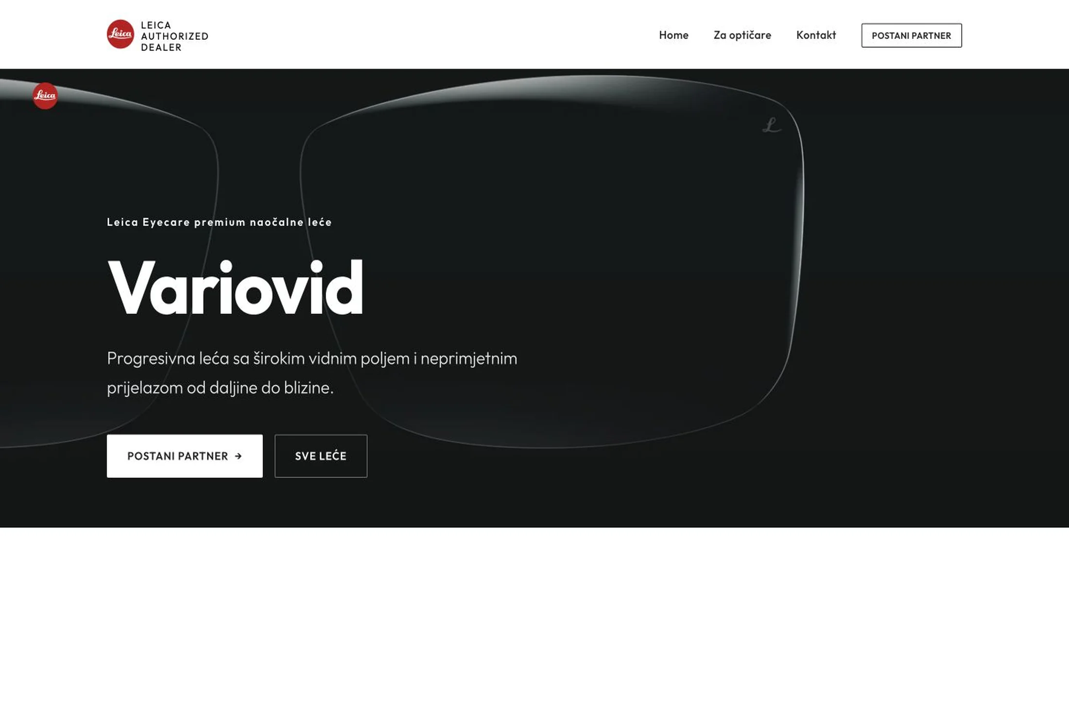 Optopharm — stranica progresivne leće Variovid s renderom i opisom