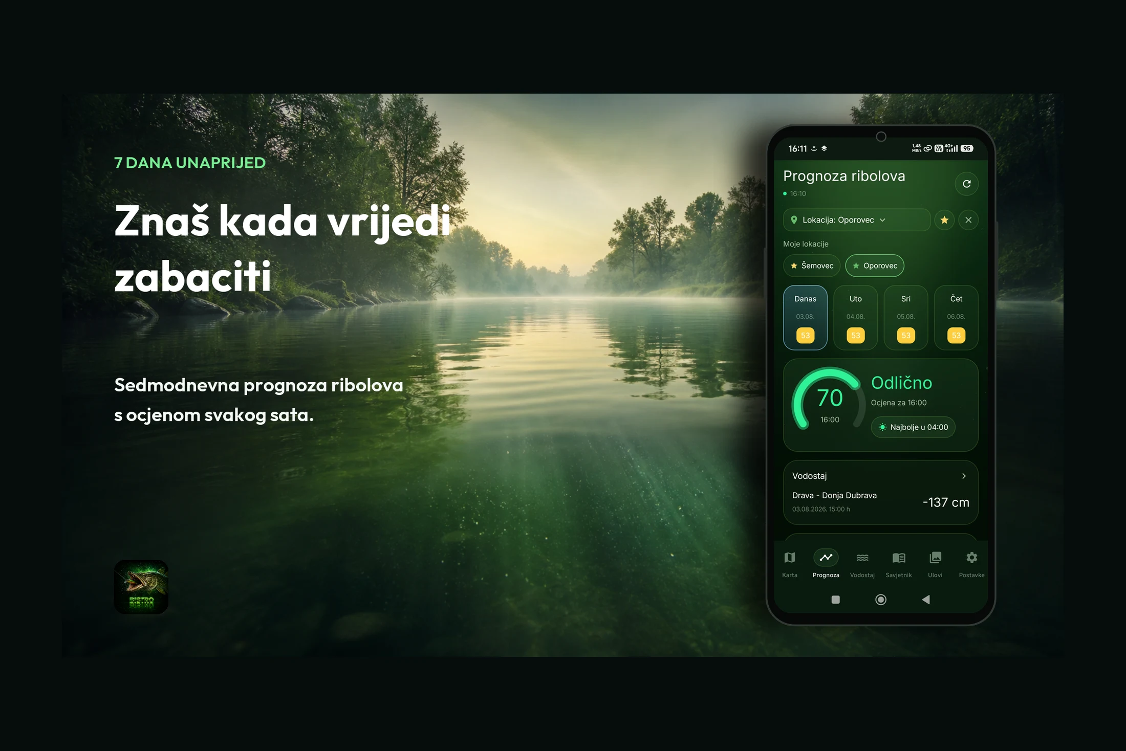 Tisch Fishing Bistro — aplikacija za slatkovodni ribolov (Android i iOS)