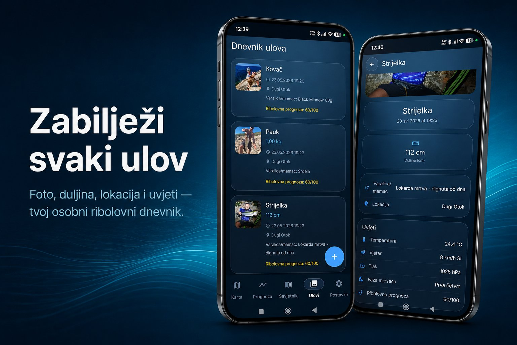 Tisch Fishing Europe — catch log with photo, length and fishing conditions