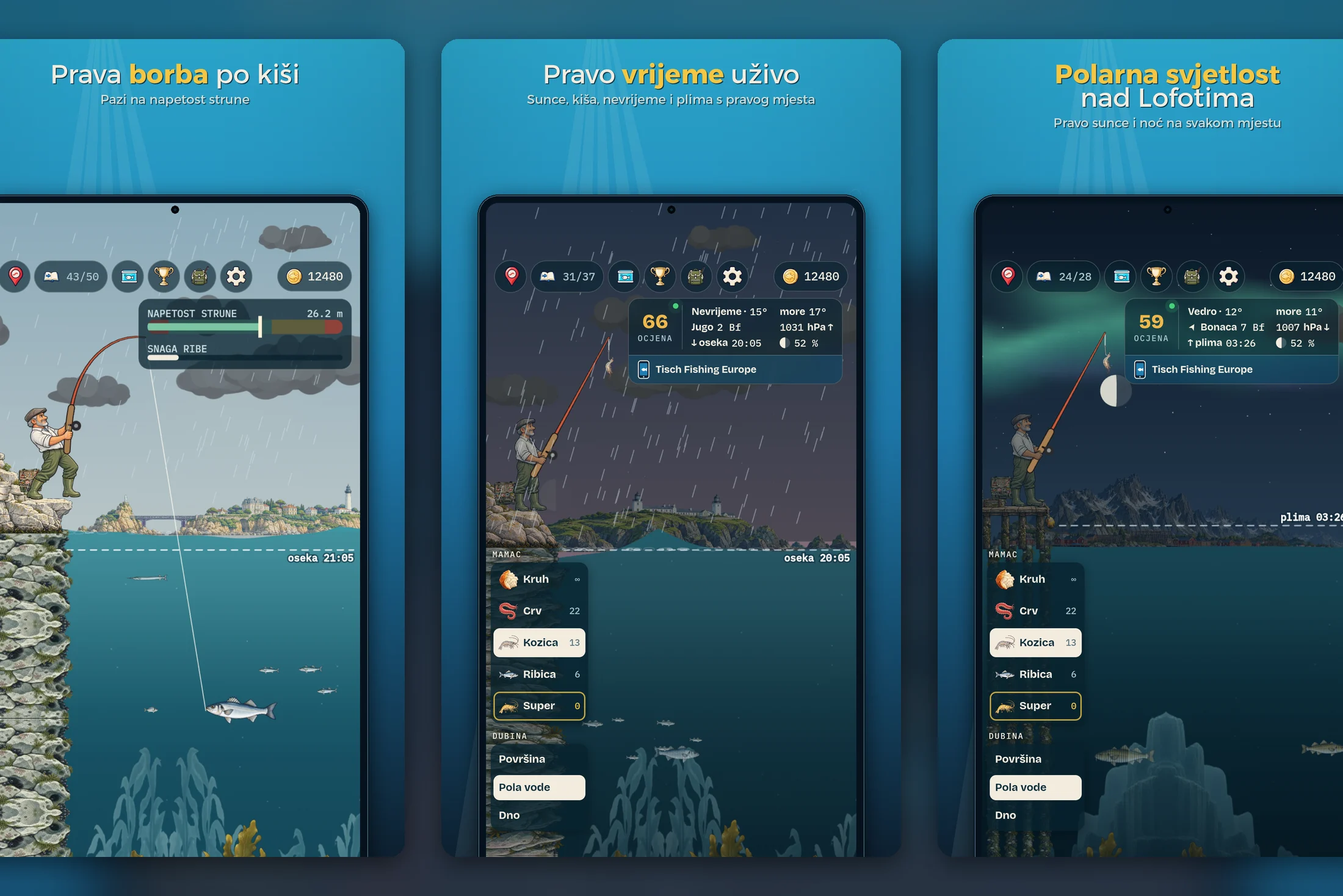 Tisch Fishing Game: Europa — borba po kiši, nevrijeme uživo i polarna svjetlost nad Lofotima
