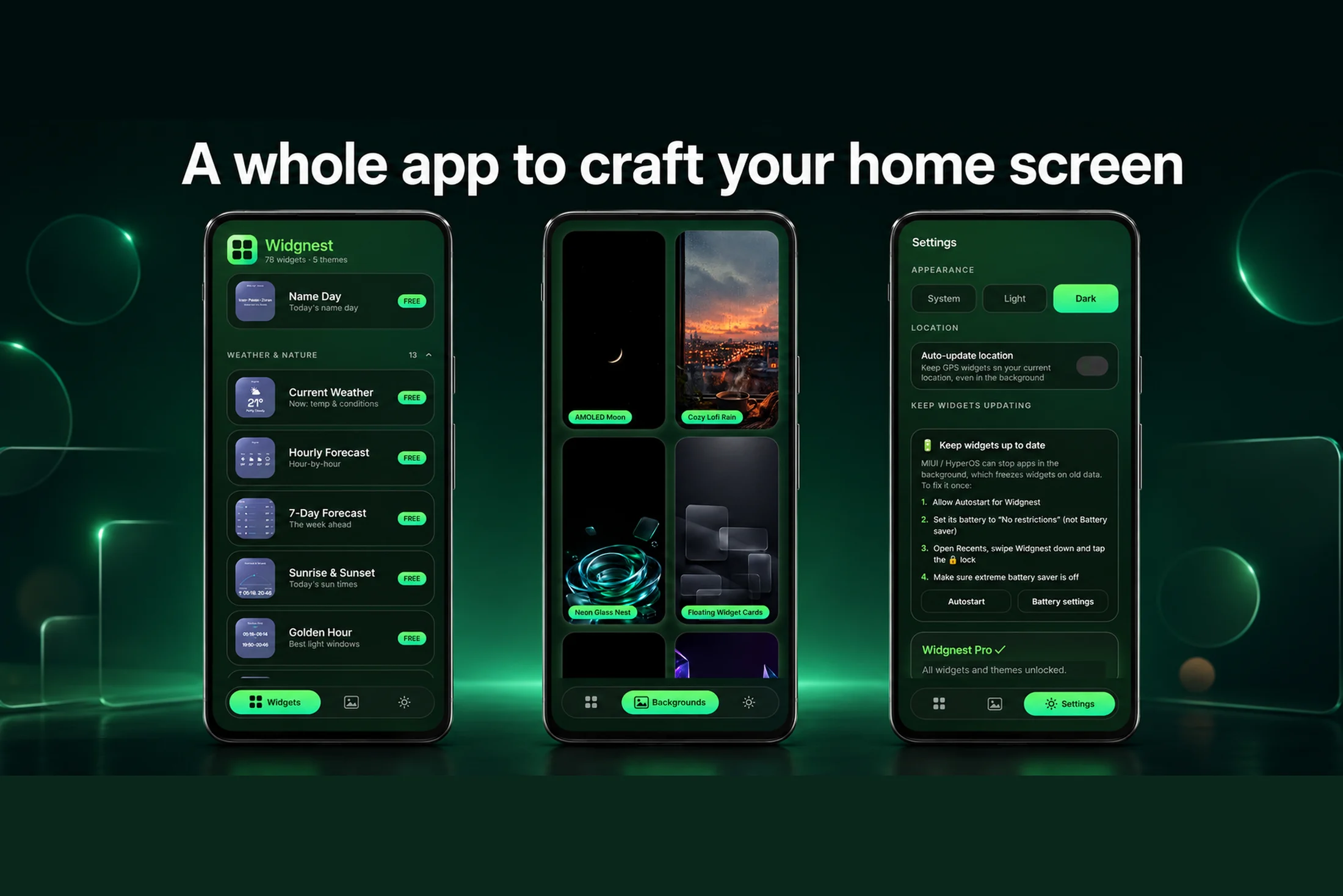 Widgnest — widget aplikacija za Android početni zaslon
